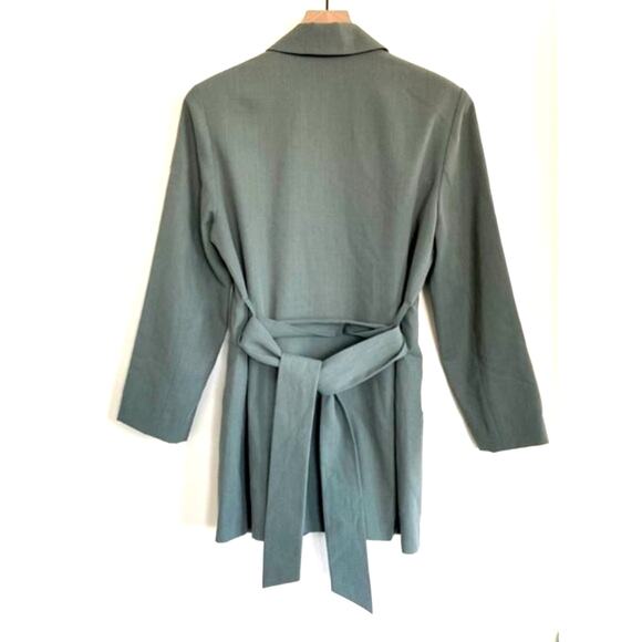 Tweeds Green Wool Blend Tie Belted Blazer Size 8 - Picture 4 of 11